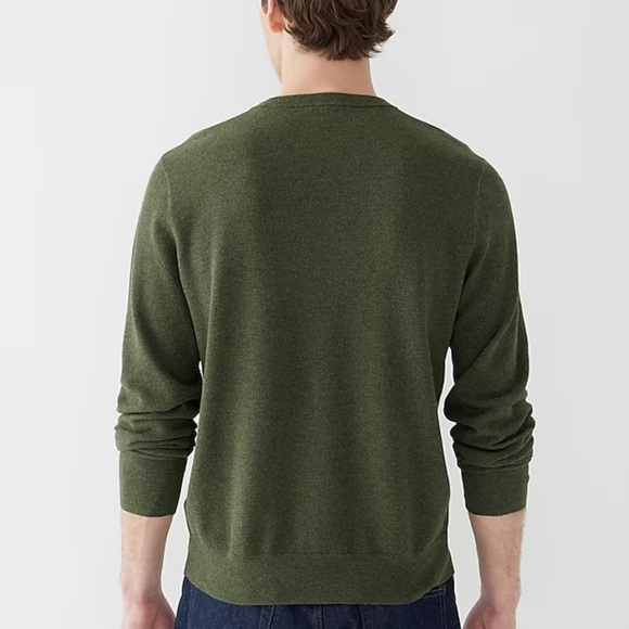J crew Cotton piqué-stitch crewneck sweater heather moss - Picture 2 of 4